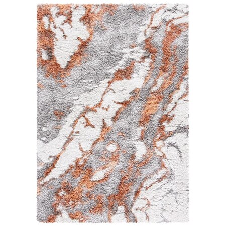 Safavieh 8 x 8 ft. Horizon Shag Round Power Loomed Rug; Grey & Rust HZN890P-8R